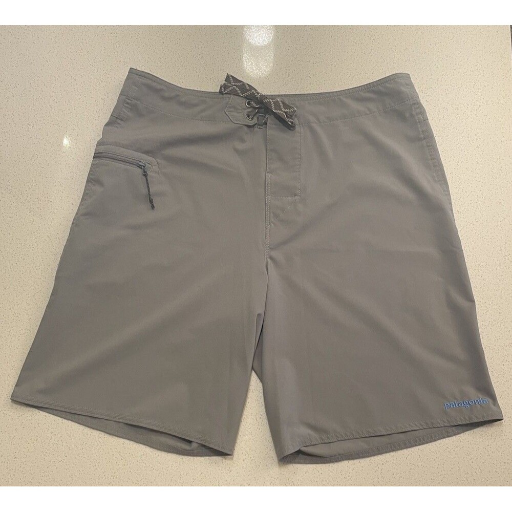 Patagonia Stretch Planing Boardshorts Mens 33 Gray Swim Surf Beach 9 Inch